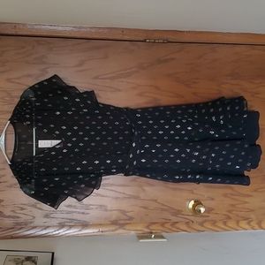 Black and gold patterned dress with a black slip underneath. Small WHBM, NWT